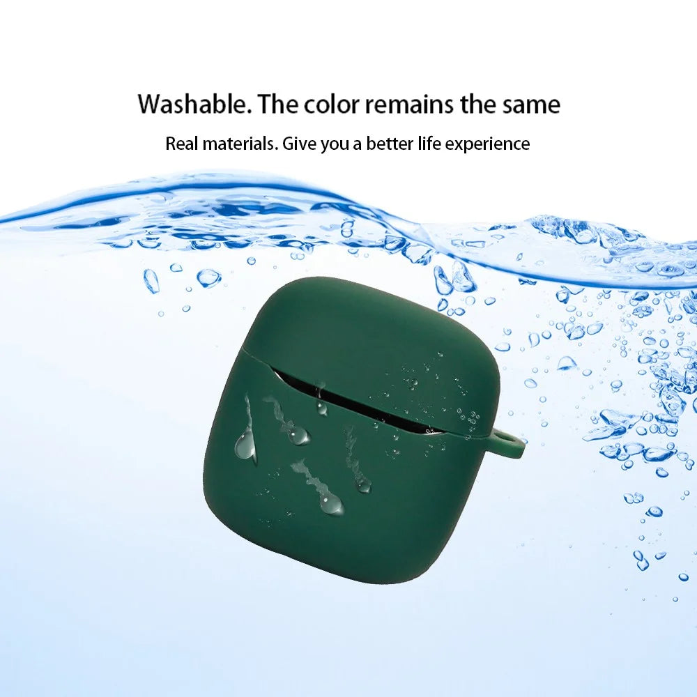 For JBL TOUR PRO+TWS Bluetooth-compatible Earphone Anti-drop Protective Sleeve Silicone Case with Buckle - Blackish Green - 6