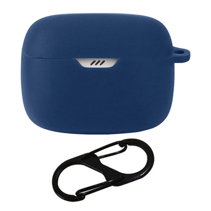 For JBL Tune Buds Earphone Silicone Case Anti-scratch Earbud Protective Cover with Buckle - Dark Blue - 1