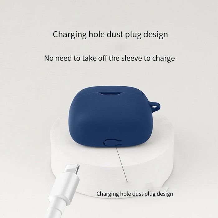 For JBL Tune Buds Earphone Silicone Case Anti-scratch Earbud Protective Cover with Buckle - Dark Blue - 6
