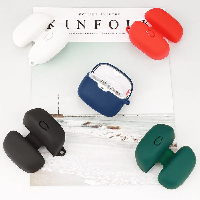 For JBL Tune Buds Earphone Silicone Case Anti-scratch Earbud Protective Cover with Buckle - Dark Blue - 7