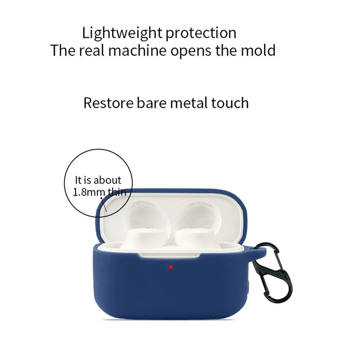 For EDIFIER TWS1 ANC Bluetooth-compatible Earphone Silicone Case Anti-drop Earbud Cover with Buckle - Dark Blue - 4