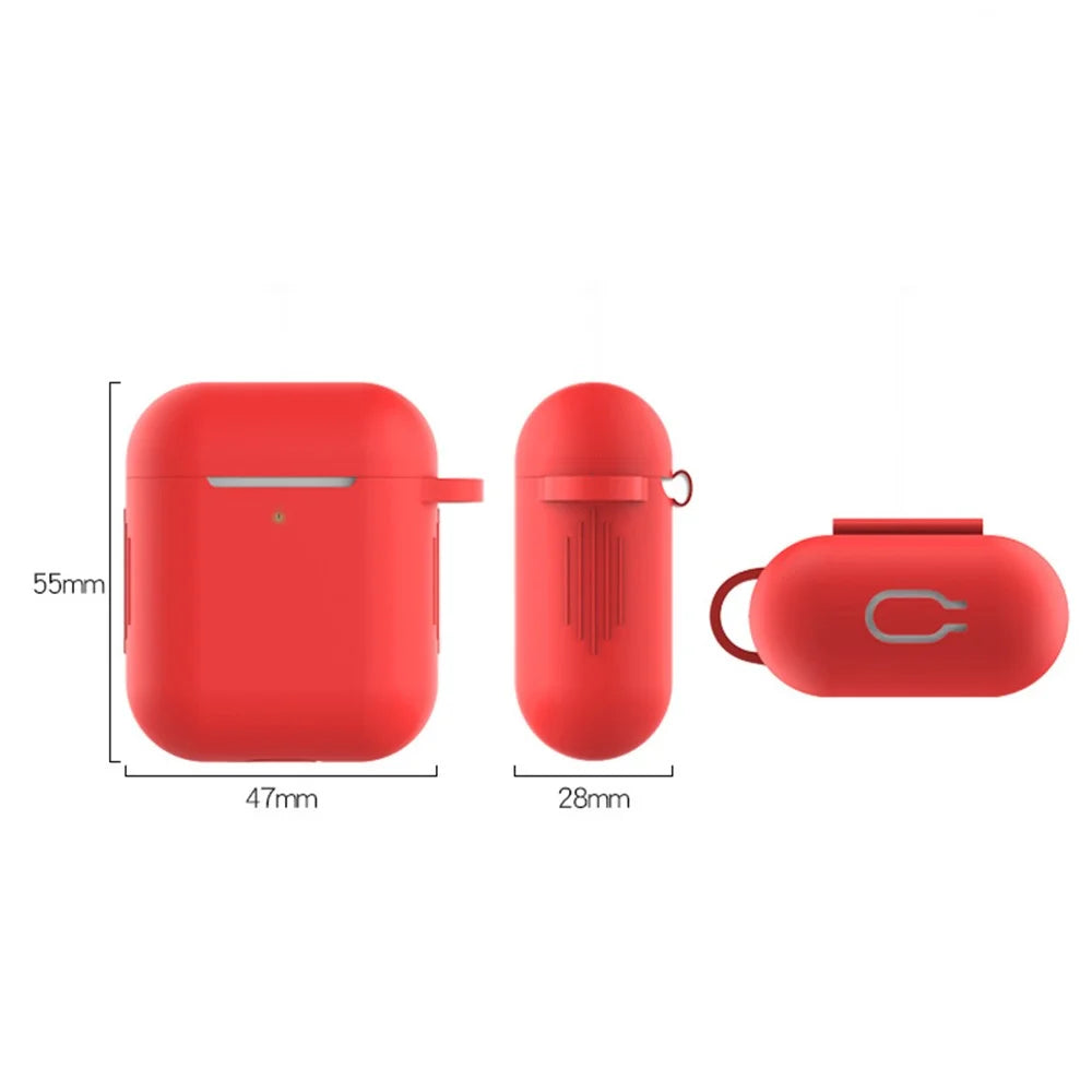For Apple AirPods with Charging Case (2016)  /  (2019)  /  AirPods with Wireless Charging Case (2019) Silicone Case Earphone Cover with Carabiner - Red - 5