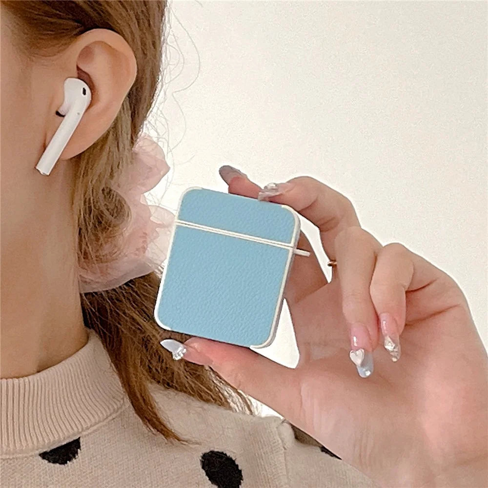 For Apple AirPods with Charging Case (2016)  /  (2019)  /  AirPods with Wireless Charging Case (2019) PU Leather TPU Case - Blue - 2