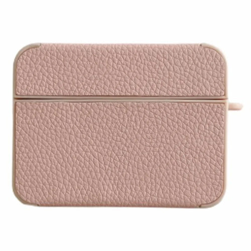 For AirPods Pro 2 Charging Case Cover Litchi Texture PU Leather TPU Shockproof Case - Pink - 1