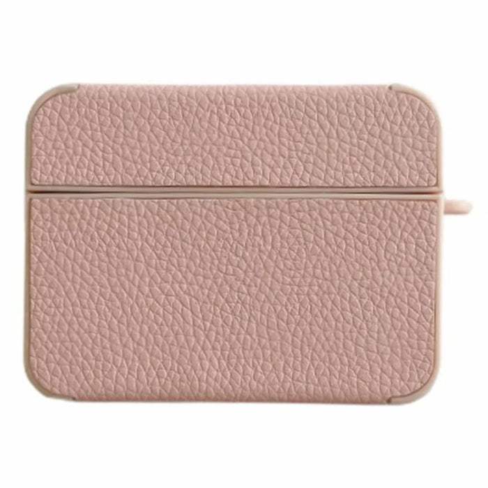 For AirPods Pro 2 Charging Case Cover Litchi Texture PU Leather TPU Shockproof Case - Pink - 1