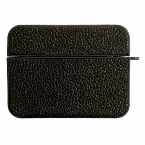 For Apple AirPods 3 Litchi Texture PU Leather TPU Case Bluetooth-compatible Headset Charging Case Cover - Black - 1