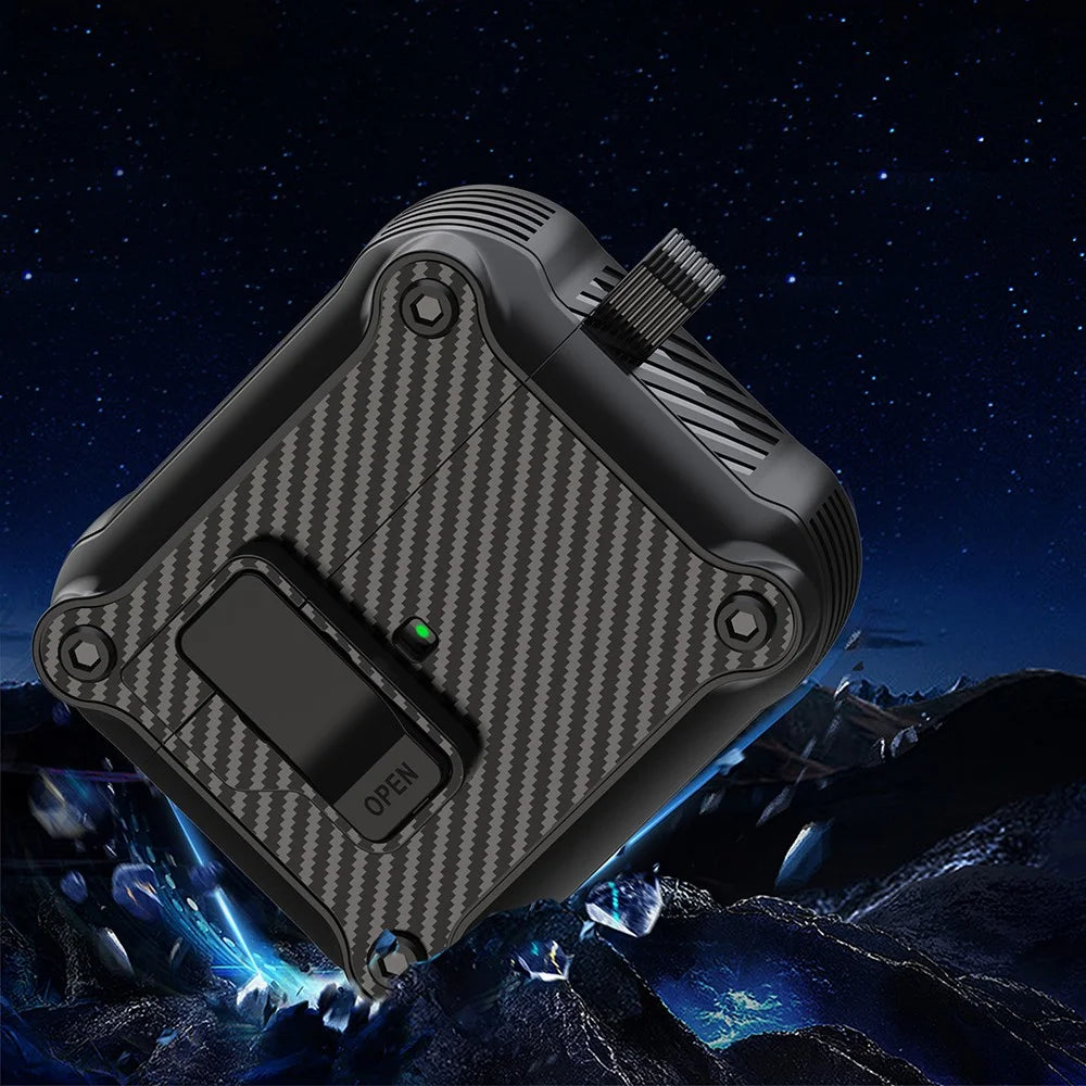 For Apple AirPods 3 Earphone Case Carbon Fiber Texture Magnetic Auto Lock Earbud TPU Cover - Black - 3