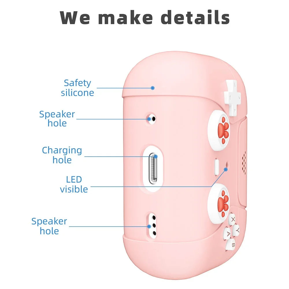 For Apple AirPods Pro / AirPods Pro 2 Silicone Case Cat Game Console Design Earphone Cover with Lanyard - Light Pink - 4