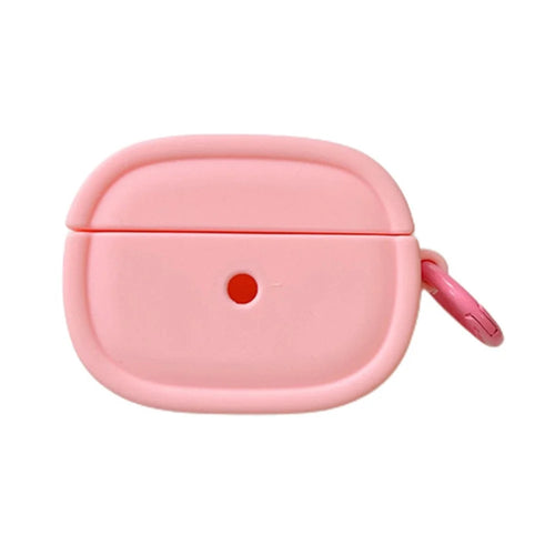 For Apple AirPods 3 Candy Color Oval Silicone Case Earphone Protective Cover with Ring Buckle - Pink - 1