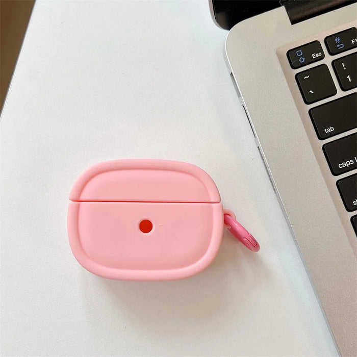 For Apple AirPods 3 Candy Color Oval Silicone Case Earphone Protective Cover with Ring Buckle - Pink - 2