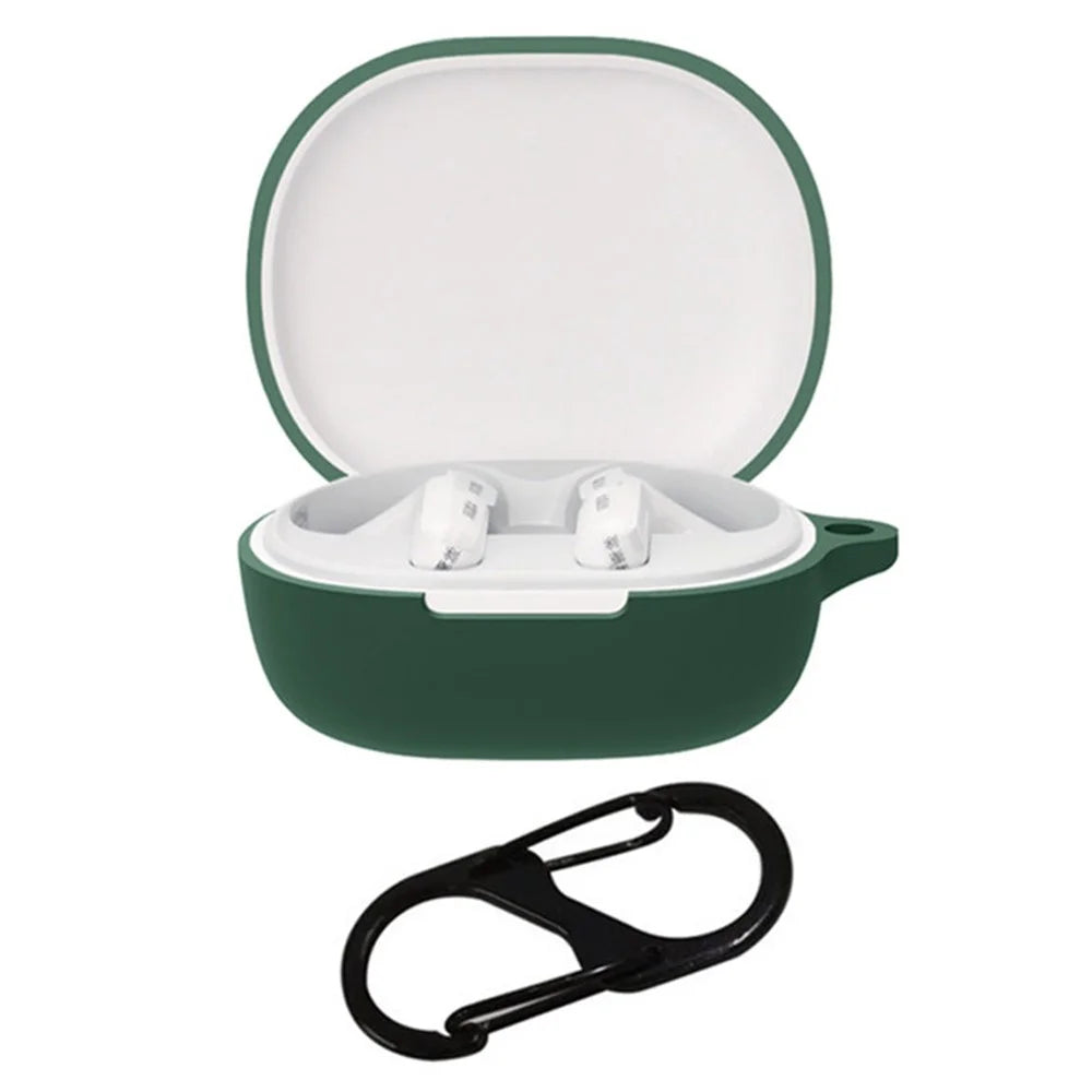 For Xiaomi Air 3 SE Bluetooth-compatible Earphone Silicone Protective Case Anti-drop Earbud Cover with Buckle - Blackish Green - 1