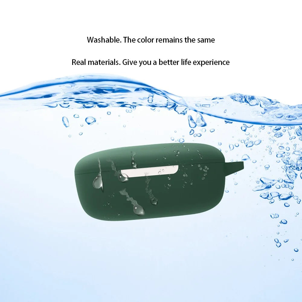For Xiaomi Air 3 SE Bluetooth-compatible Earphone Silicone Protective Case Anti-drop Earbud Cover with Buckle - Blackish Green - 2