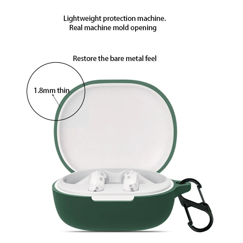 For Xiaomi Air 3 SE Bluetooth-compatible Earphone Silicone Protective Case Anti-drop Earbud Cover with Buckle - Blackish Green - 3