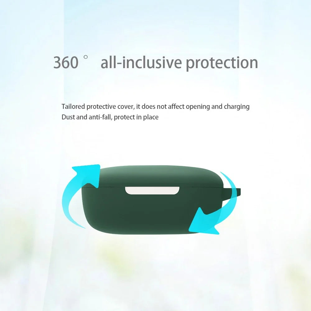 For Xiaomi Air 3 SE Bluetooth-compatible Earphone Silicone Protective Case Anti-drop Earbud Cover with Buckle - Blackish Green - 4