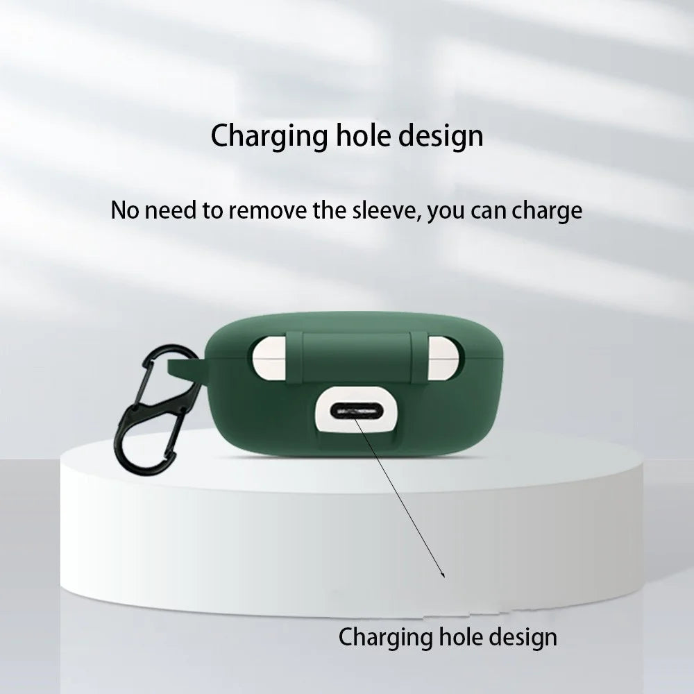 For Xiaomi Air 3 SE Bluetooth-compatible Earphone Silicone Protective Case Anti-drop Earbud Cover with Buckle - Blackish Green - 5