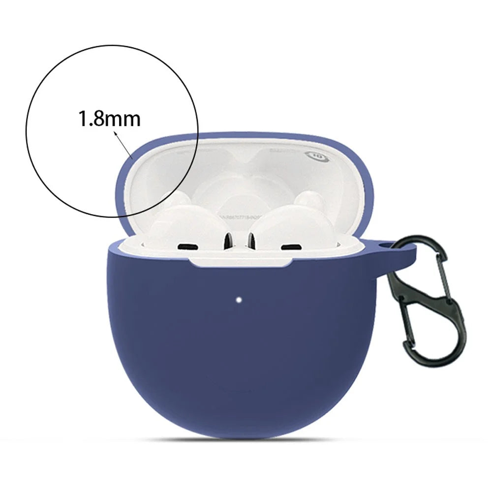 For OPPO Enco R Bluetooth-compatible Earphone Silicone Cover Anti-drop Protective Case with Buckle - Dark Blue - 3