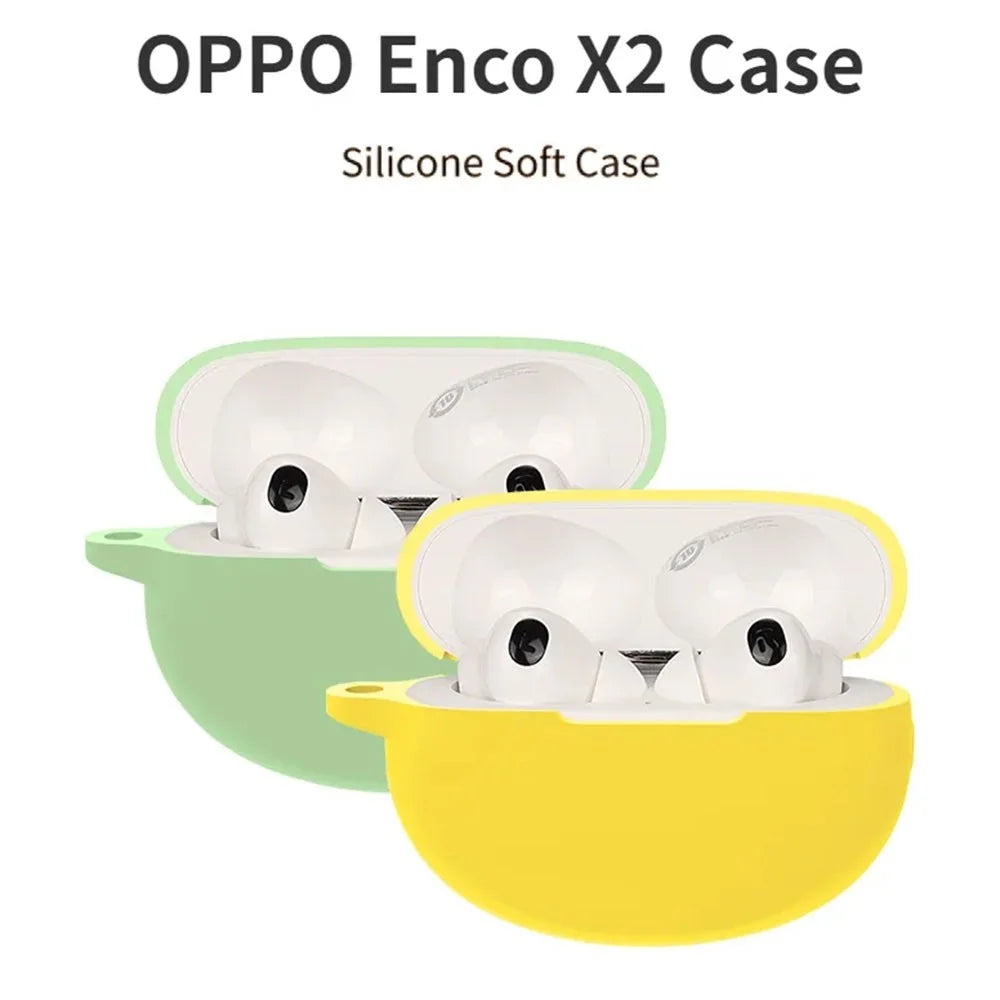 Bluetooth-compatible Earphone Silicone Case for OPPO Enco X2 , Anti-scratch Earbud Cover with Buckle - Matcha Green - 2