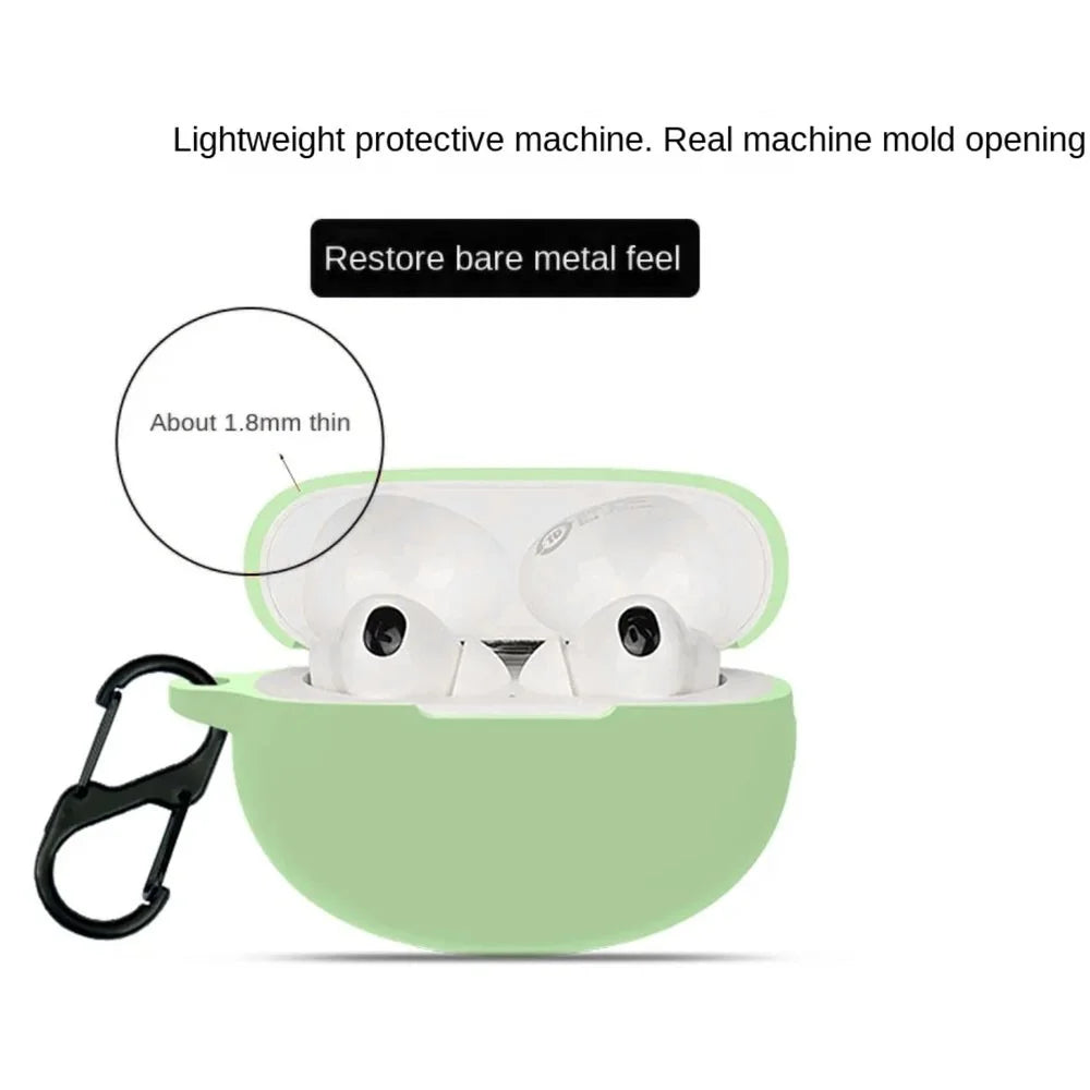 Bluetooth-compatible Earphone Silicone Case for OPPO Enco X2 , Anti-scratch Earbud Cover with Buckle - Matcha Green - 4