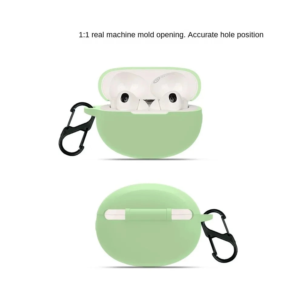 Bluetooth-compatible Earphone Silicone Case for OPPO Enco X2 , Anti-scratch Earbud Cover with Buckle - Matcha Green - 5