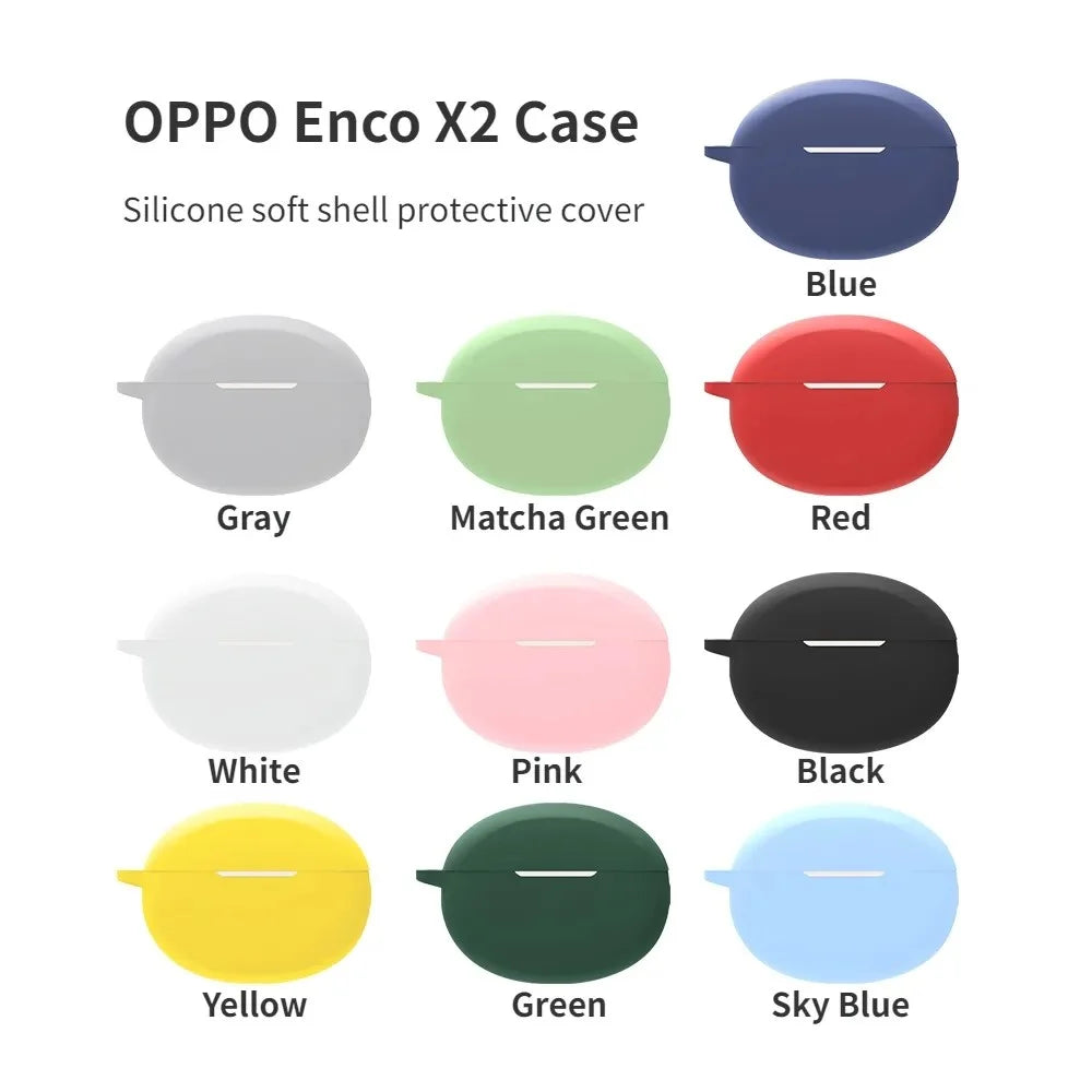 Bluetooth-compatible Earphone Silicone Case for OPPO Enco X2 , Anti-scratch Earbud Cover with Buckle - Matcha Green - 6