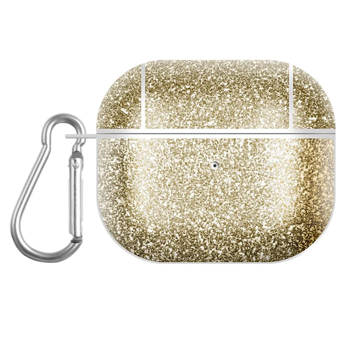 Glitter TPU+PU Case for Apple AirPods 3 Bluetooth-compatible Headset Charging Case Protective Cover - Gold - 1