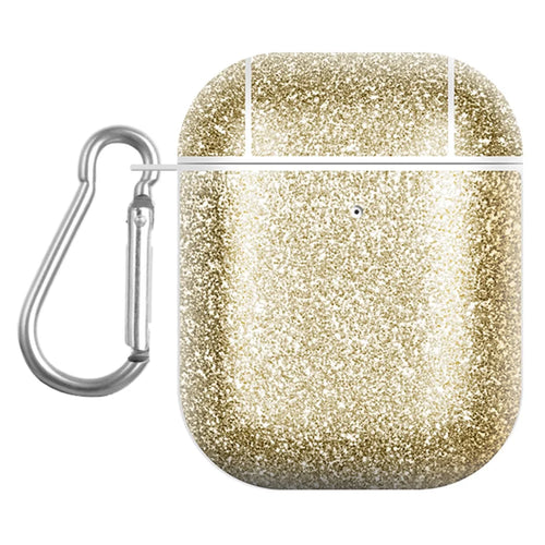 For Apple AirPods with Charging Case (2016) / (2019) / AirPods with Wireless Charging Case (2019) Glitter TPU+PU Case Earbuds Cover - Gold - 1