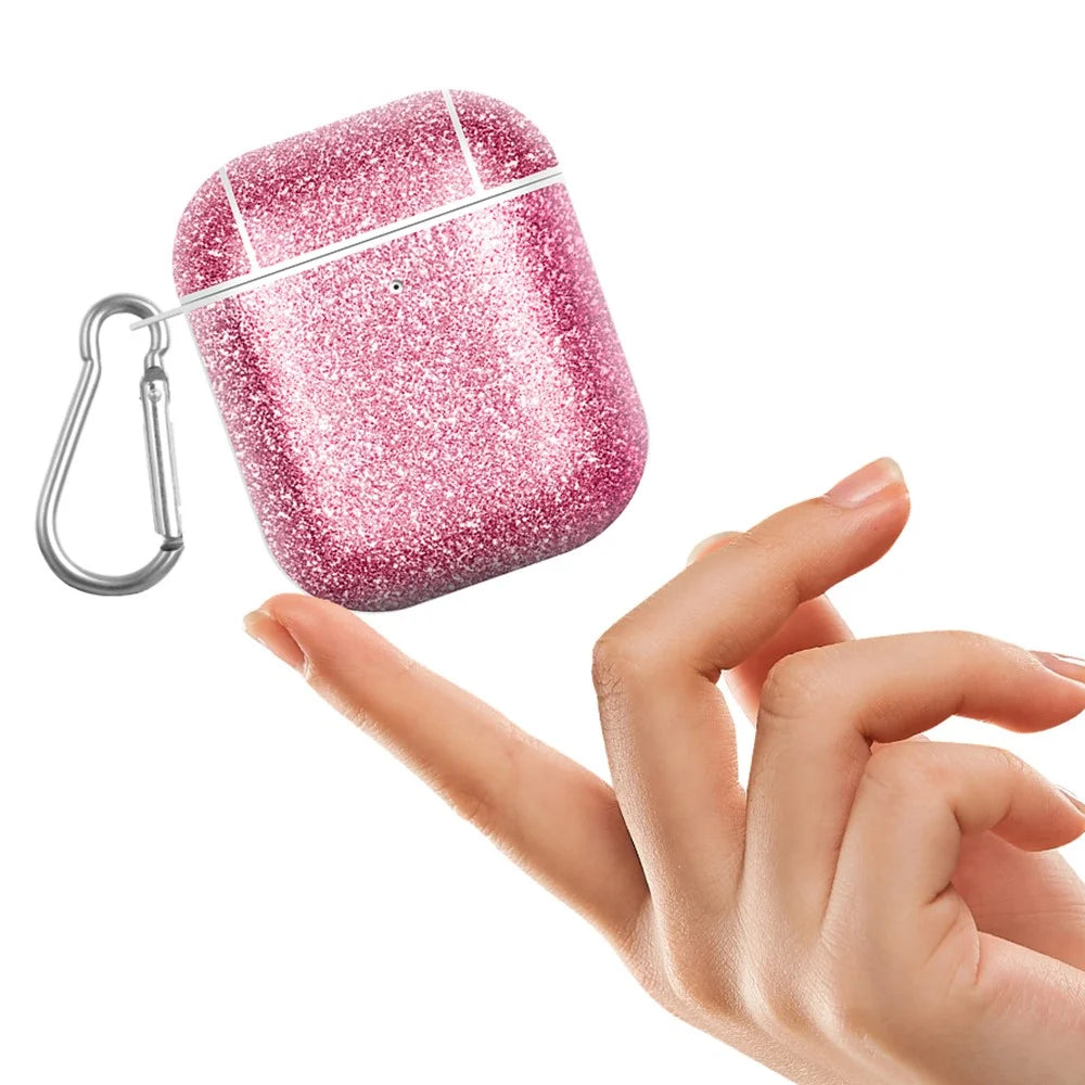 For Apple AirPods with Charging Case (2016) / (2019) / AirPods with Wireless Charging Case (2019) Glitter TPU+PU Case Earbuds Cover - Gold - 5