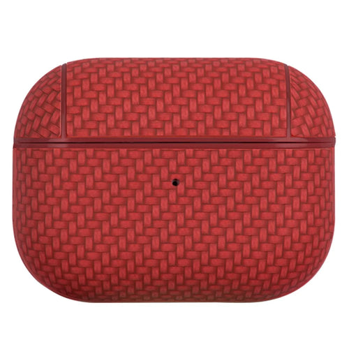 For Apple AirPods Pro (Gen 2) (USB-C) / Pro 2 Earphone Case PU Leather Coated PC Earbud Anti-drop Cover with Carabiner - Red - 1