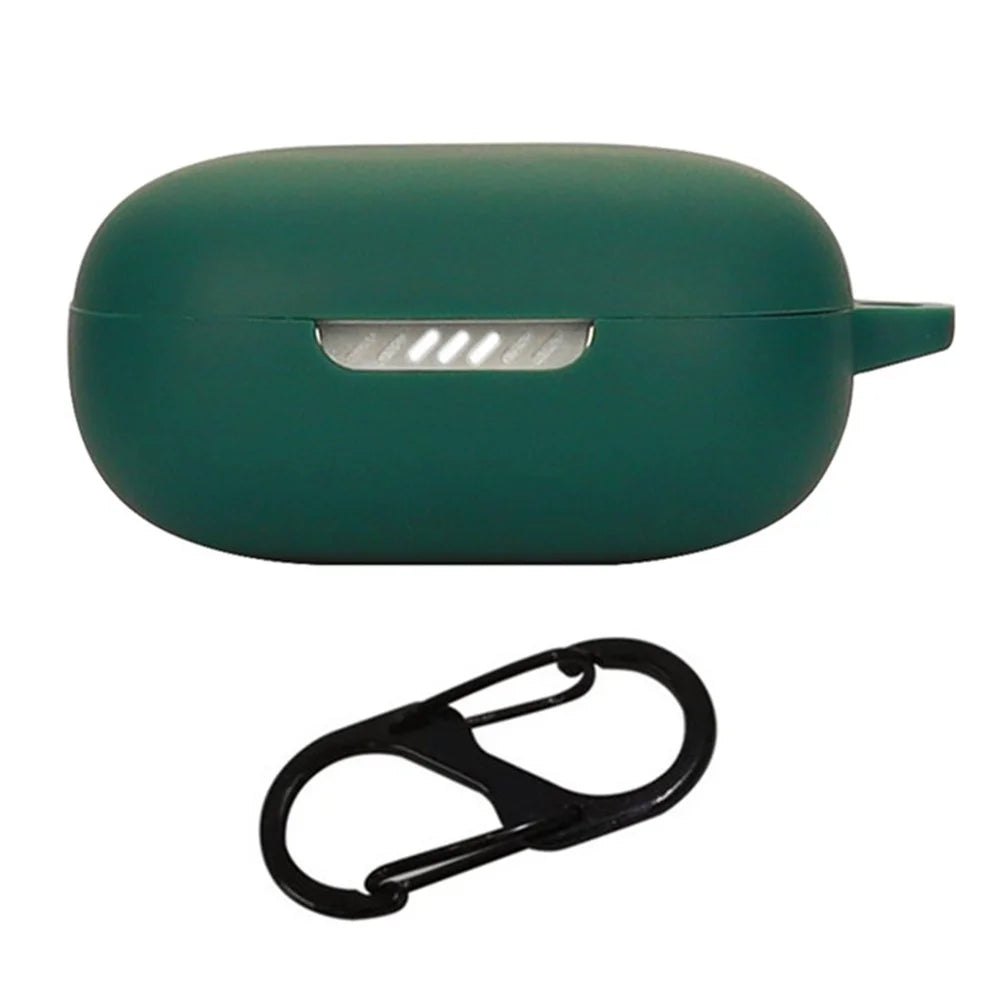 For JBL Live Flex Bluetooth-compatible Earphone Anti-drop Case Silicone Protective Cover with Anti-lost Buckle - Blackish Green - 1