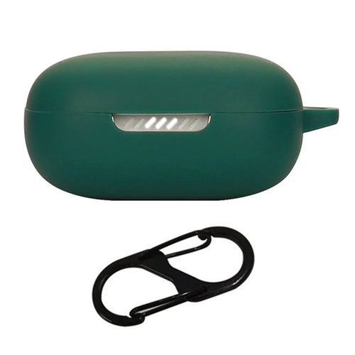 For JBL Live Flex Bluetooth-compatible Earphone Anti-drop Case Silicone Protective Cover with Anti-lost Buckle - Blackish Green - 1