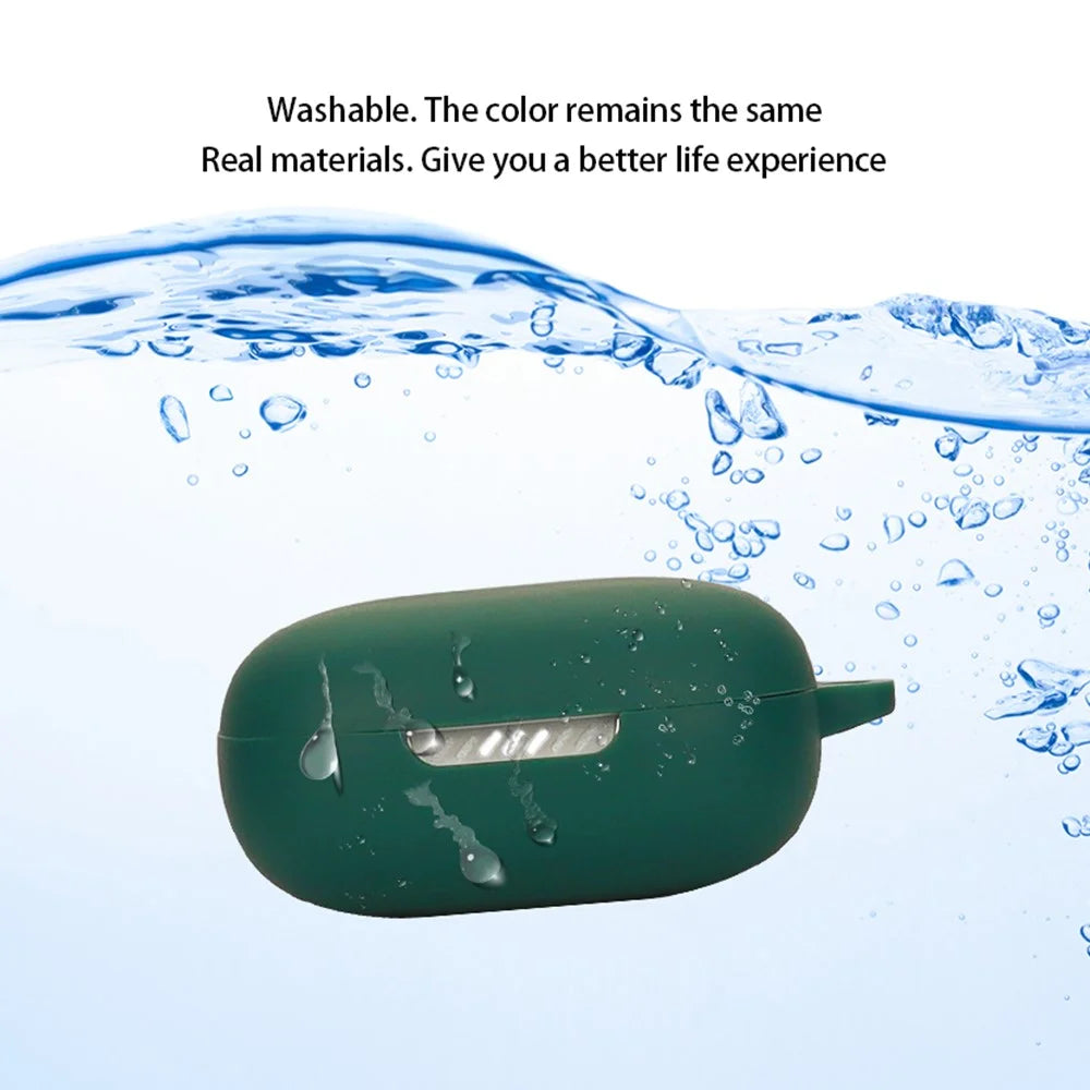 For JBL Live Flex Bluetooth-compatible Earphone Anti-drop Case Silicone Protective Cover with Anti-lost Buckle - Blackish Green - 6