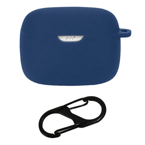 For JBL Tune Beam Silicone Protective Cover Bluetooth-compatible Earphone Sleeve with Anti-lost Buckle - Dark Blue - 1