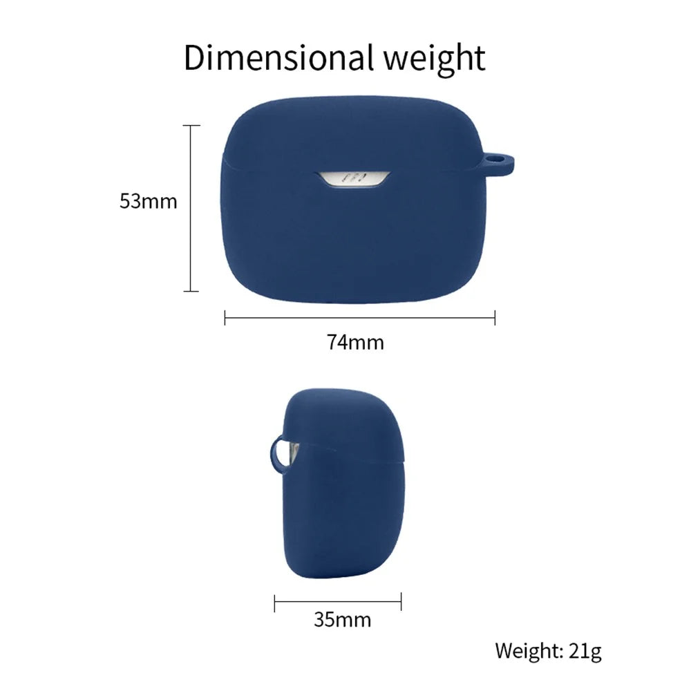 For JBL Tune Beam Silicone Protective Cover Bluetooth-compatible Earphone Sleeve with Anti-lost Buckle - Dark Blue - 7