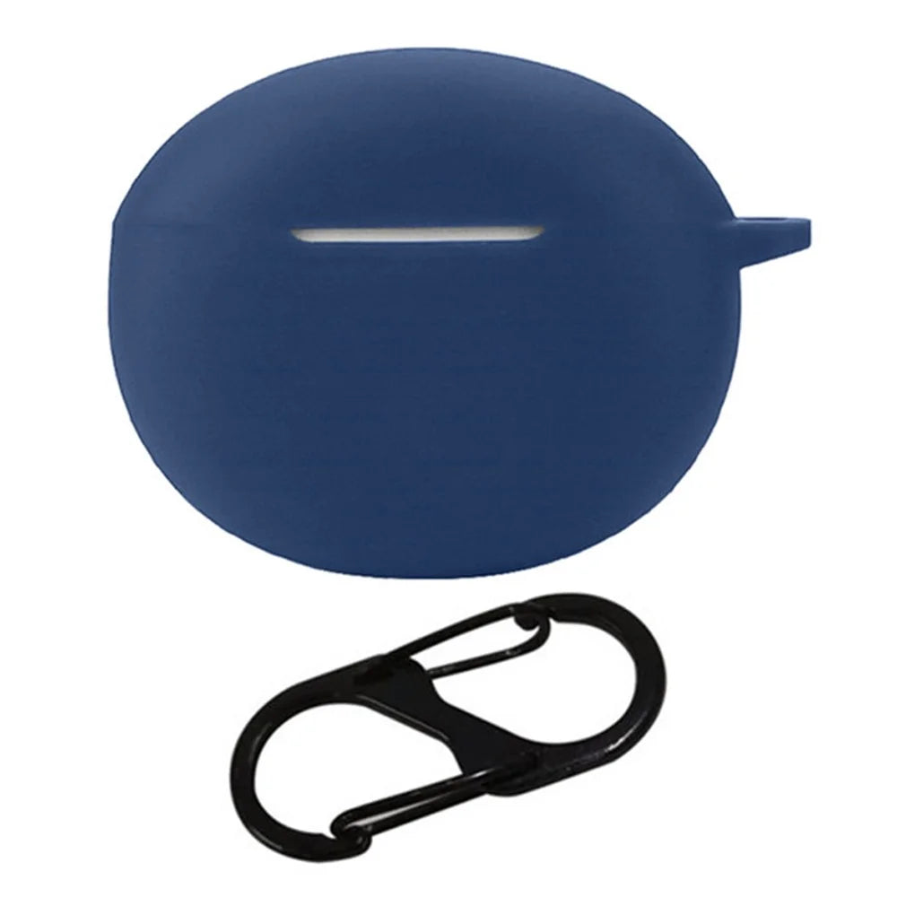 Silicone Protective Cover for Redmi Buds 4 Active Bluetooth-compatible Earphone Case with Anti-lost Buckle - Dark Blue - 1