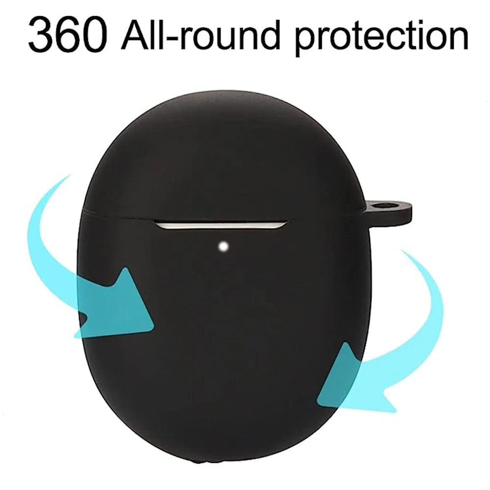 Silicone Earphones Case for Google Pixel Buds Pro Shockproof Portable Soft Cover with Keychain - Black - 3