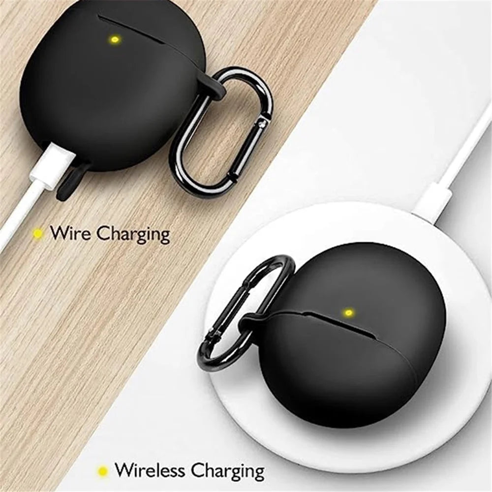 Silicone Earphones Case for Google Pixel Buds Pro Shockproof Portable Soft Cover with Keychain - Black - 4
