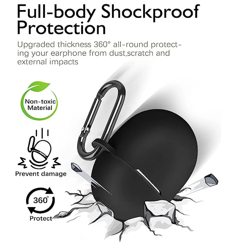 Silicone Earphones Case for Google Pixel Buds Pro Shockproof Portable Soft Cover with Keychain - Black - 5