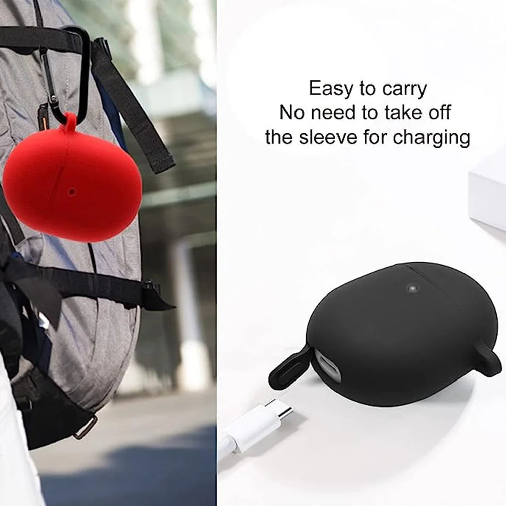Silicone Earphones Case for Google Pixel Buds Pro Shockproof Portable Soft Cover with Keychain - Black - 6