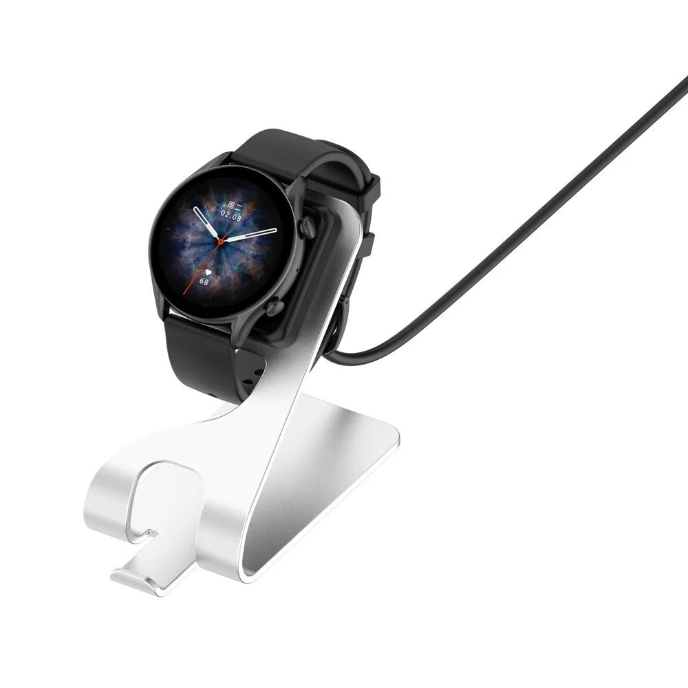 For Amazfit T-Rex Ultra A2142 Metal Watch Charger Magnetic Absorption Charging Dock with 1.5m USB Cable - Silver - 3