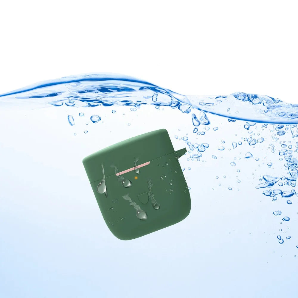 For SoundPEATS TrueCapsule2 Bluetooth-compatible Earphone Anti-drop Case Silicone Cover with Anti-lost Buckle - Blackish Green - 3