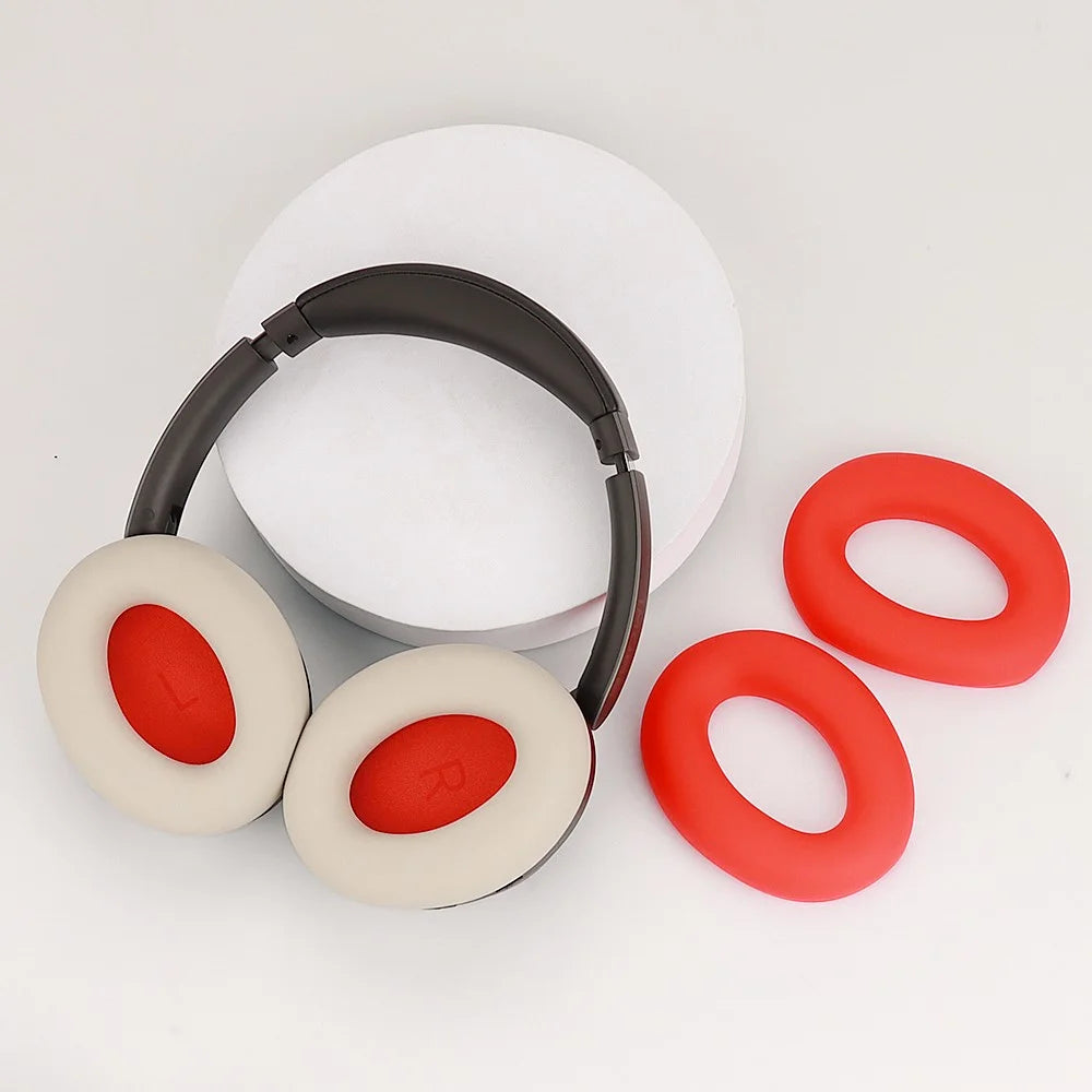 1 Pair For 1MORE Sonoflow Wireless Bluetooth-compatible Headphone Earpad Silicone Protective Case - Beige - 4