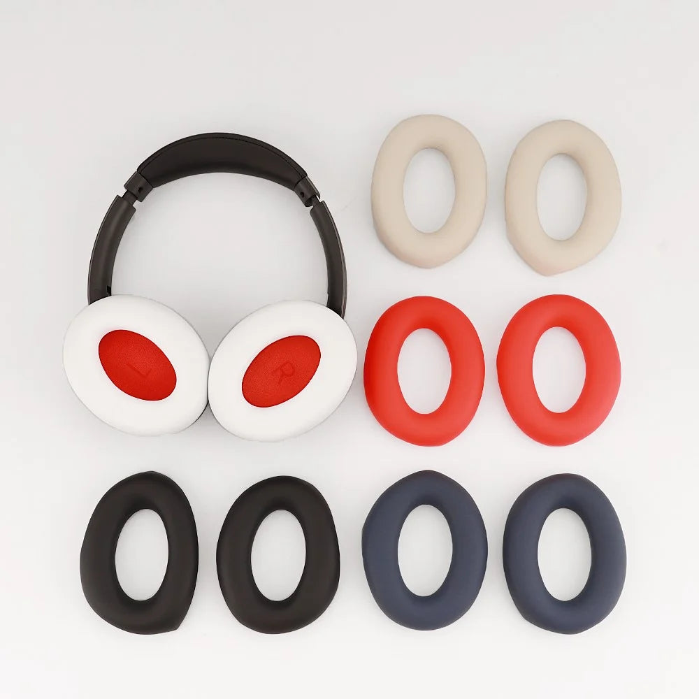 1 Pair For 1MORE Sonoflow Wireless Bluetooth-compatible Headphone Earpad Silicone Protective Case - Beige - 5