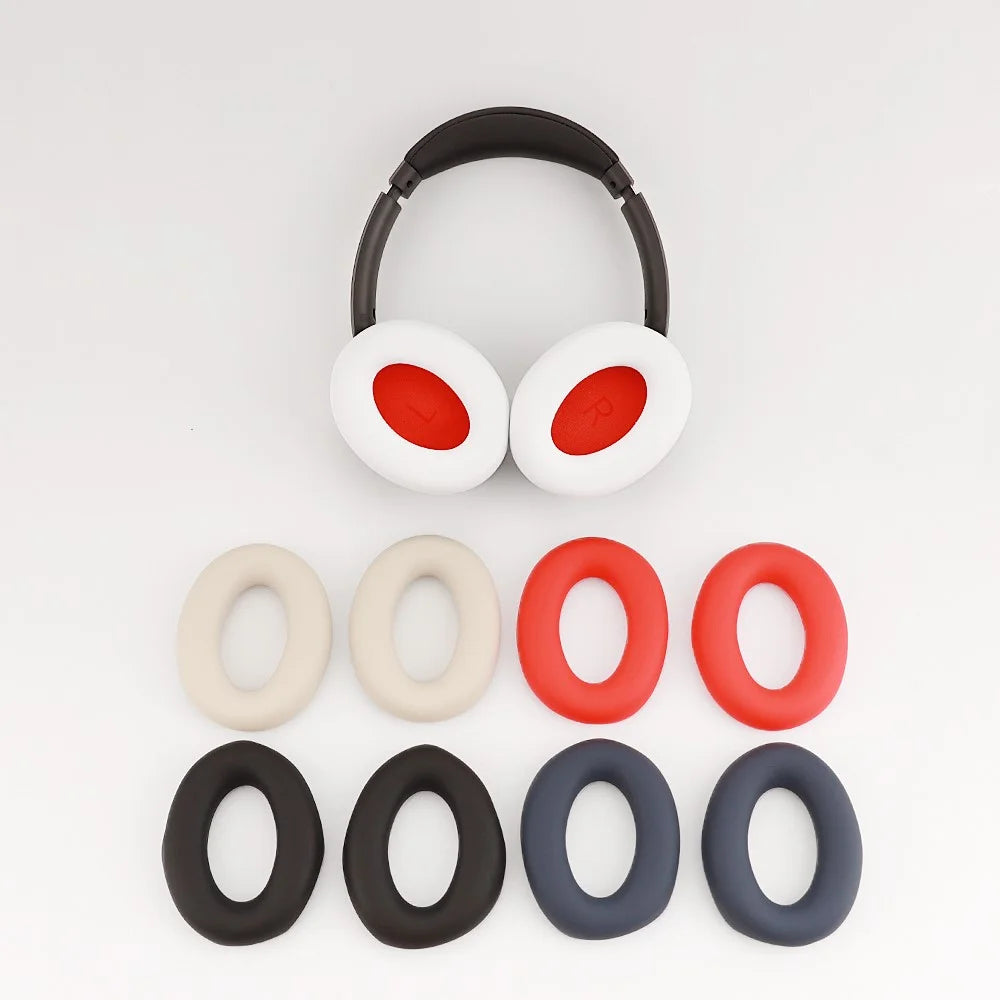 1 Pair For 1MORE Sonoflow Wireless Bluetooth-compatible Headphone Earpad Silicone Protective Case - Beige - 6