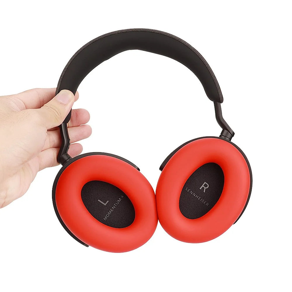 1 Pair For Sennheiser MOMENTUM 4 Wireless Bluetooth-compatible Headphone Earpad Silicone Protective Case - Red - 3