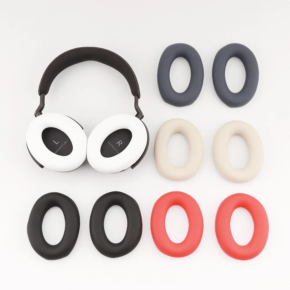 1 Pair For Sennheiser MOMENTUM 4 Wireless Bluetooth-compatible Headphone Earpad Silicone Protective Case - Red - 6