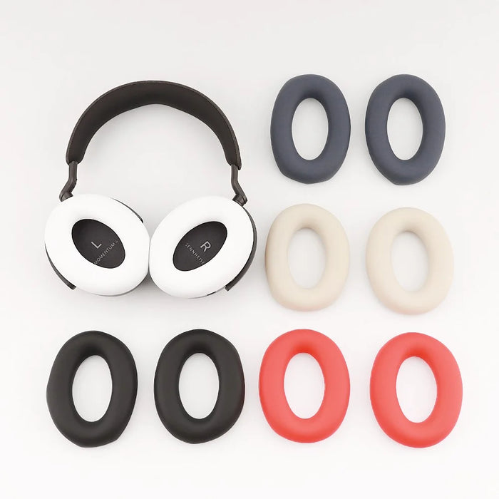 1 Pair For Sennheiser MOMENTUM 4 Wireless Bluetooth-compatible Headphone Earpad Silicone Protective Case - Red - 6