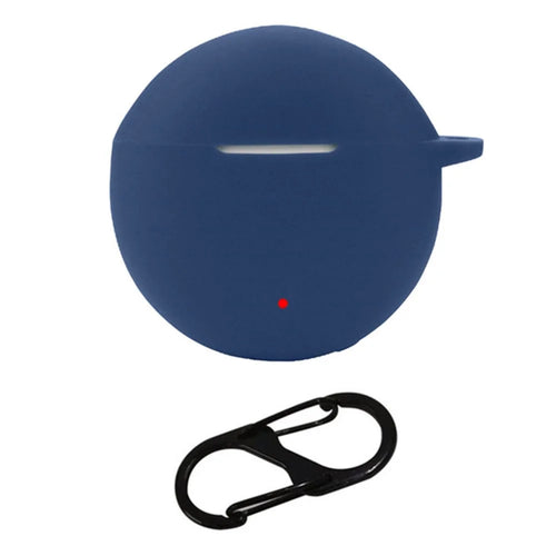 For Honor Earbuds X5 TWS Headset Silicone Case Dustproof Wireless Headphone Cover Sleeve with Hanging Buckle - Dark Blue - 1