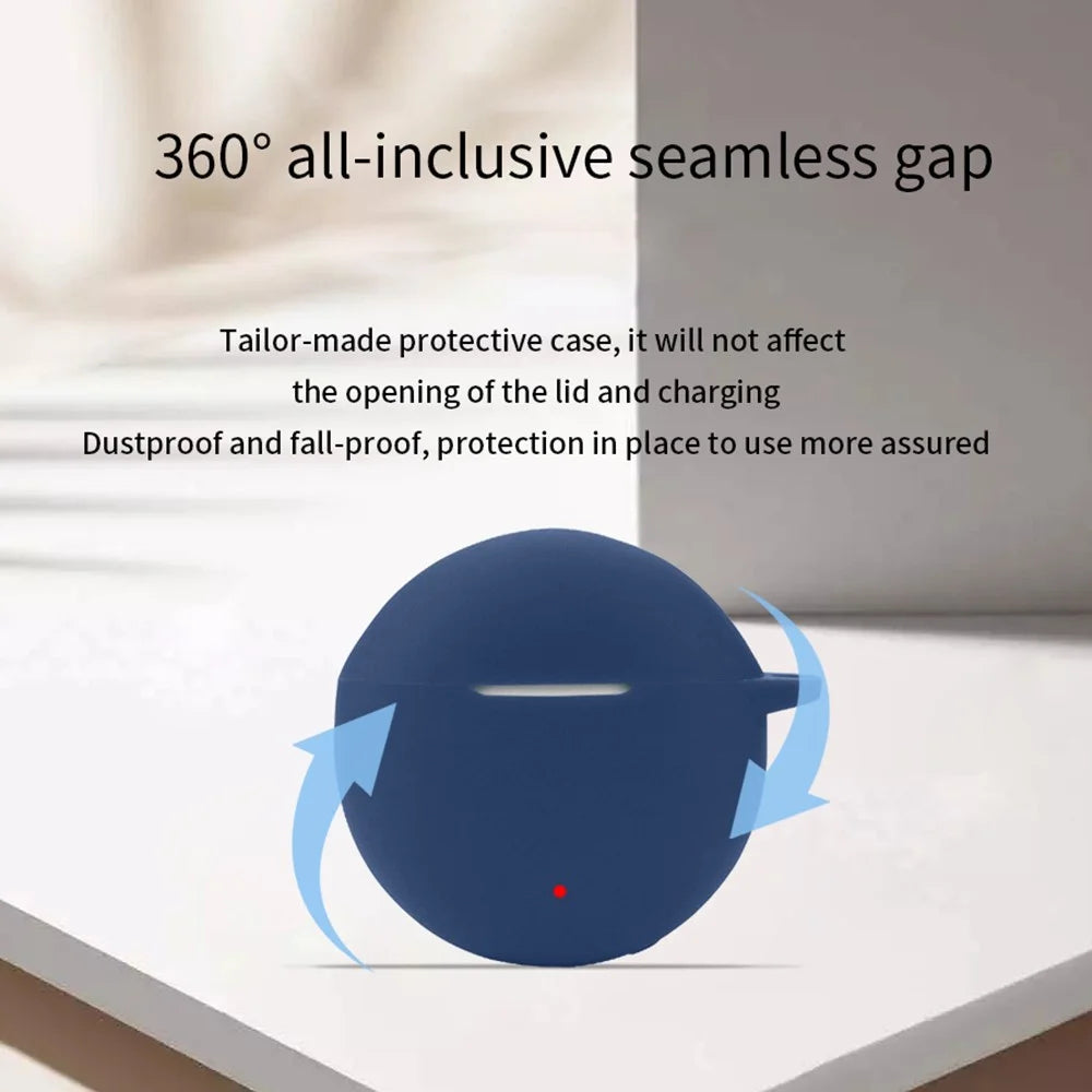 For Honor Earbuds X5 TWS Headset Silicone Case Dustproof Wireless Headphone Cover Sleeve with Hanging Buckle - Dark Blue - 6