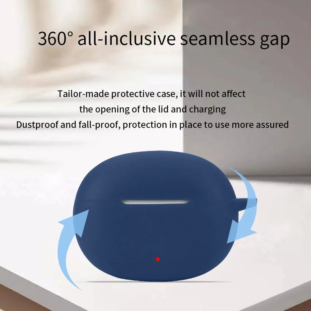 For Honor LCHSE X5s Wireless Headphone Silicone Sleeve Drop Protection Cover Case with Hanging Buckle - Dark Blue - 6