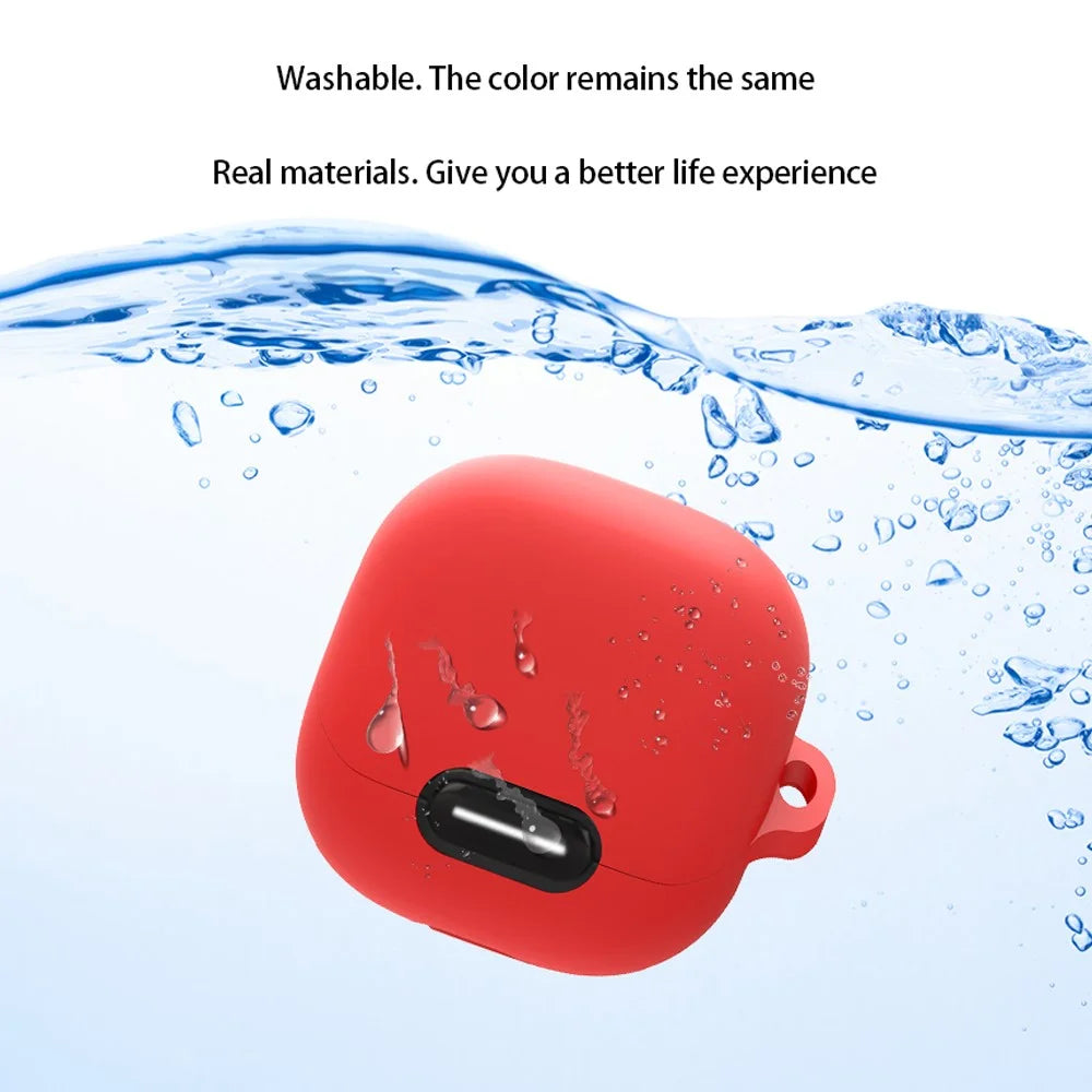 For Anker Soundcore Liberty 4 NC Anti-drop Bluetooth-compatible Earphone Silicone Cover with Anti-lost Buckle - Red - 3